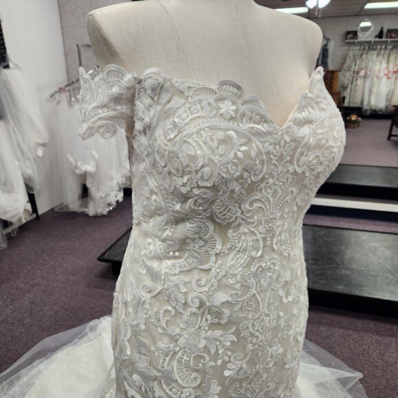 LaSposa Ivory/Champagne Size 16W Private Label Lace Bridal Gown/Wedding Dress - Picture 4 of 7